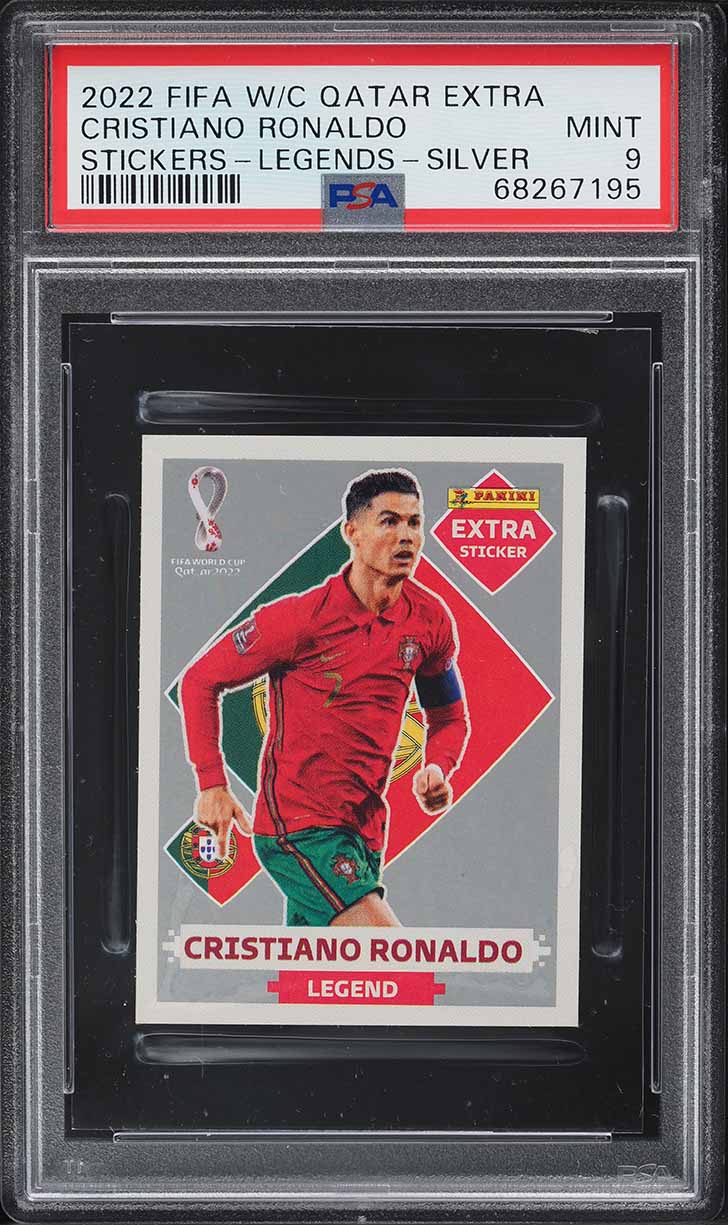 2022 Panini FIFA World Cup Extra Stickers Legends Silver Cristiano Ronaldo PSA 9