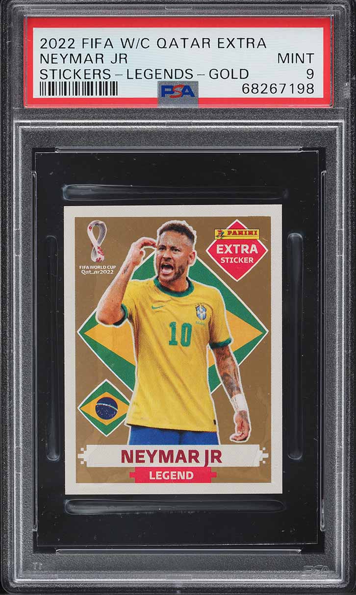 2022 Panini FIFA World Cup Extra Stickers Legends Gold Neymar Jr PSA 9 MINT