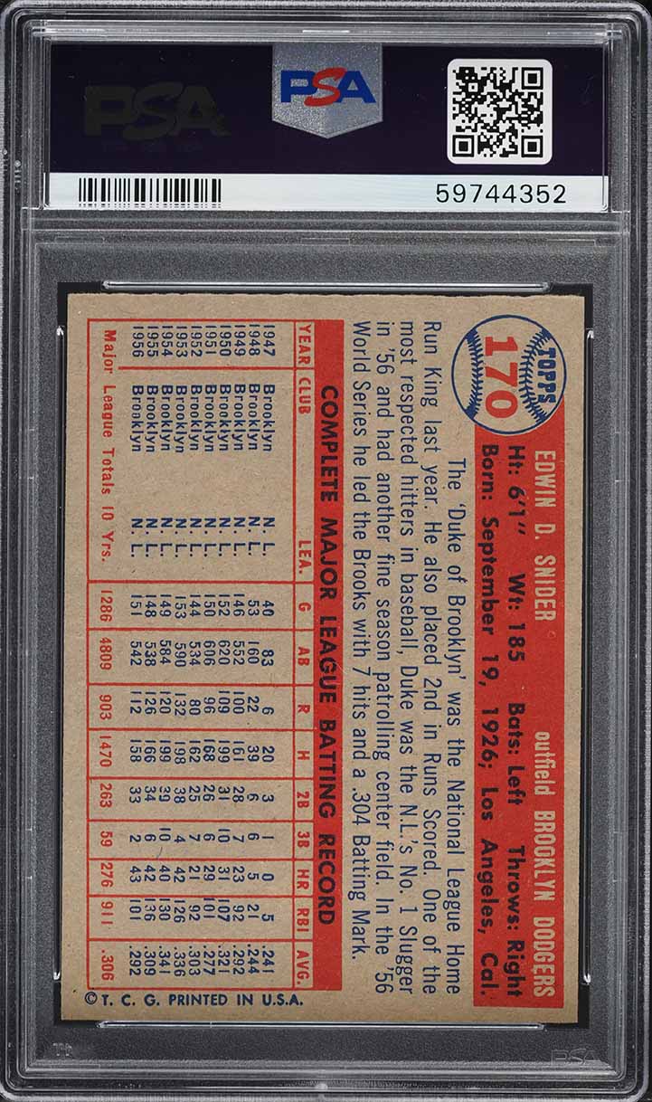 1957 Topps Duke Snider #170 PSA 6 EXMT