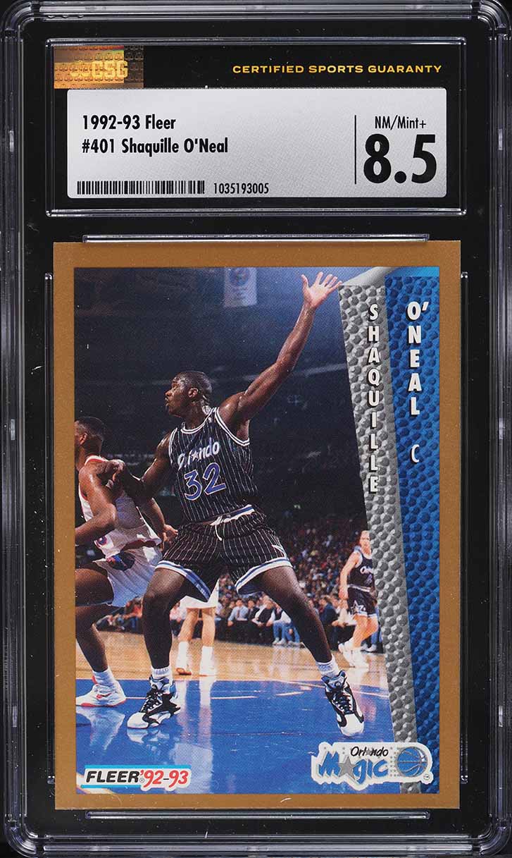 1992 Fleer Basketball Shaquille O'Neal ROOKIE #401 CSG 8.5 NM-MT+