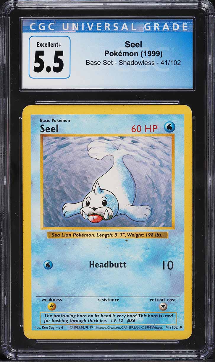 1999 Pokemon Base Set Shadowless Seel #41 CGC 5.5 EX+