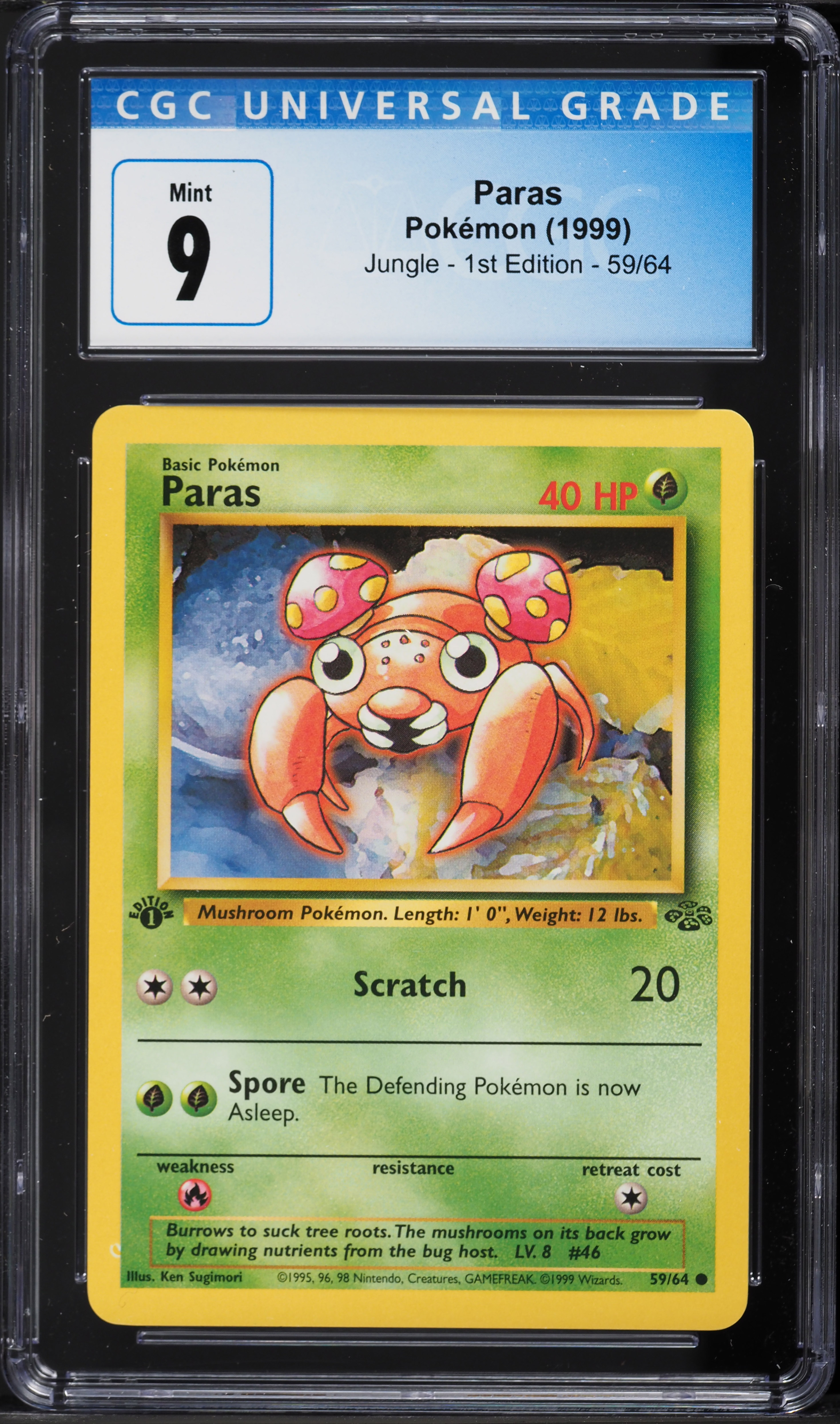 1995 paras pokemon card Pokmon Card Paras #46 TV Animation Blue Logo 1st Print ENG L015209  AGS  Collectibles