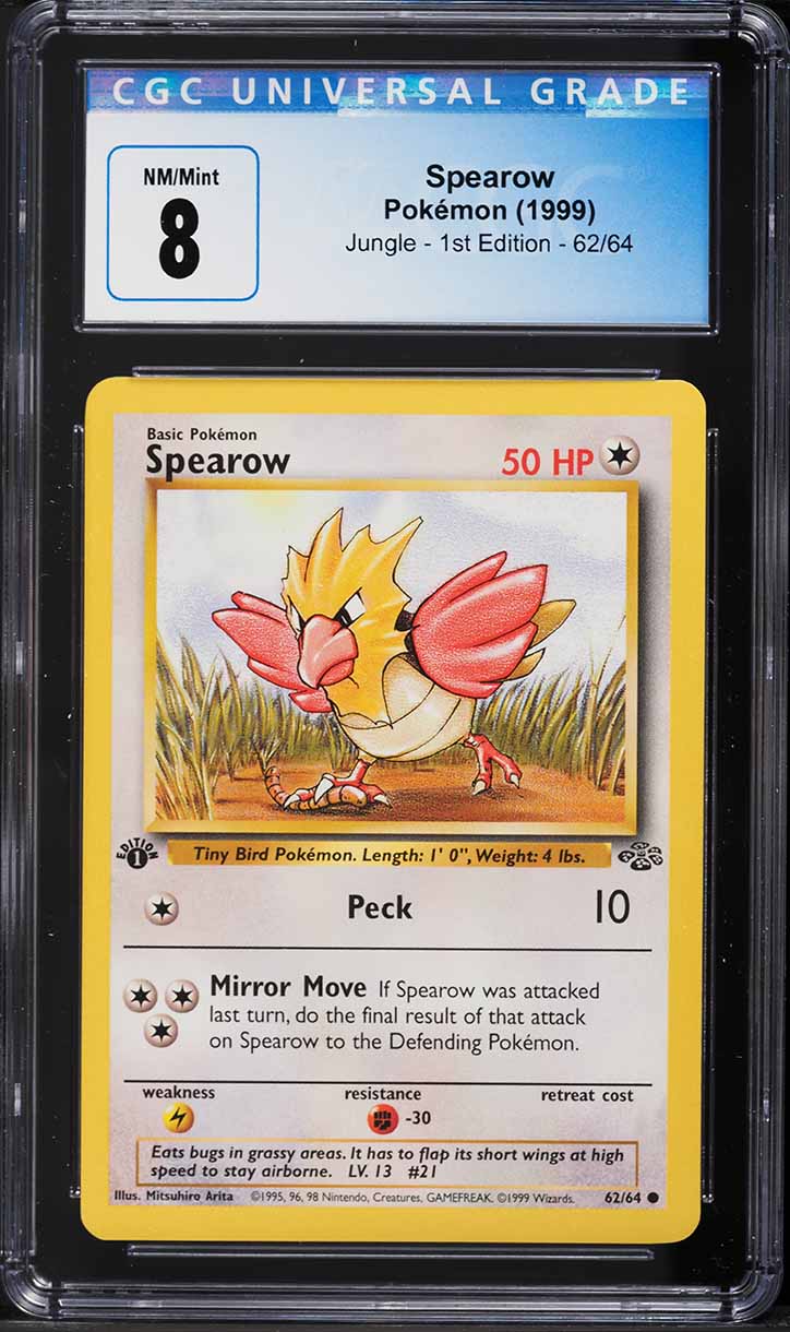 1995 spearow pokemon card value 1999 Pokemon Jungle 1st Edition Spearow #62 PSA 10 GEM MINT on Fanatics  Collect