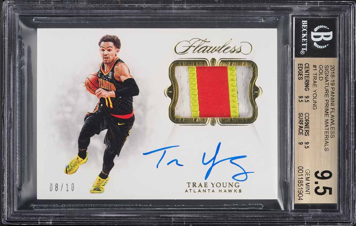 2018 Panini Flawless Gold Trae Young ROOKIE PATCH AUTO /10 BGS 9.5