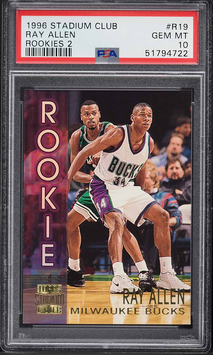 1996 Stadium Club Rookies 2 Ray Allen ROOKIE #R19 PSA 10 GEM MINT on  Fanatics Collect, image size:728x1214