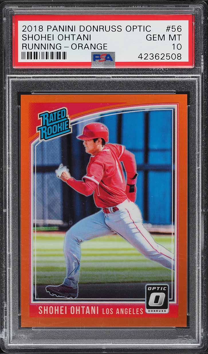 2018 Donruss Optic Running Orange Shohei Ohtani ROOKIE /199 #56 PSA 10 GEM MINT