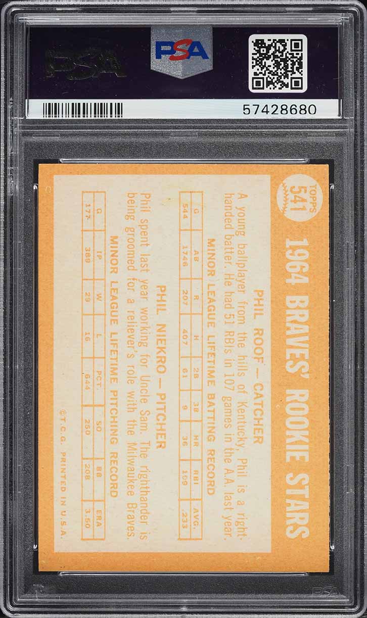 1964 Topps Phil Niekro ROOKIE #541 PSA 7 NRMT