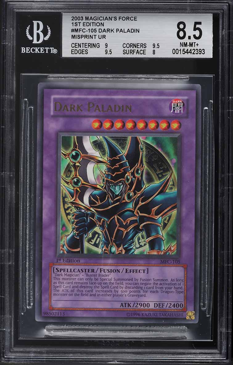 2003 Yu-Gi-Oh! Magician's Force 1st Ed Misprint Dark Paladin #MFC-105 BGS  8.5 on Fanatics Collect