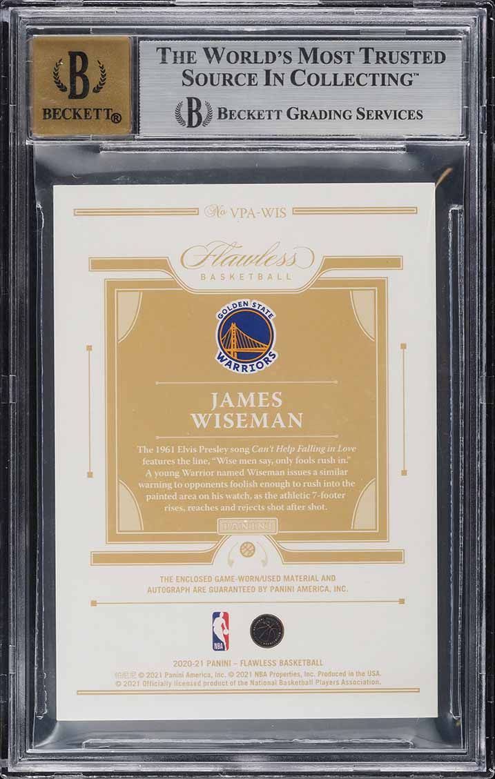 2020 Panini Flawless Vertical Ruby James Wiseman ROOKIE PATCH AUTO /15 BGS 8.5