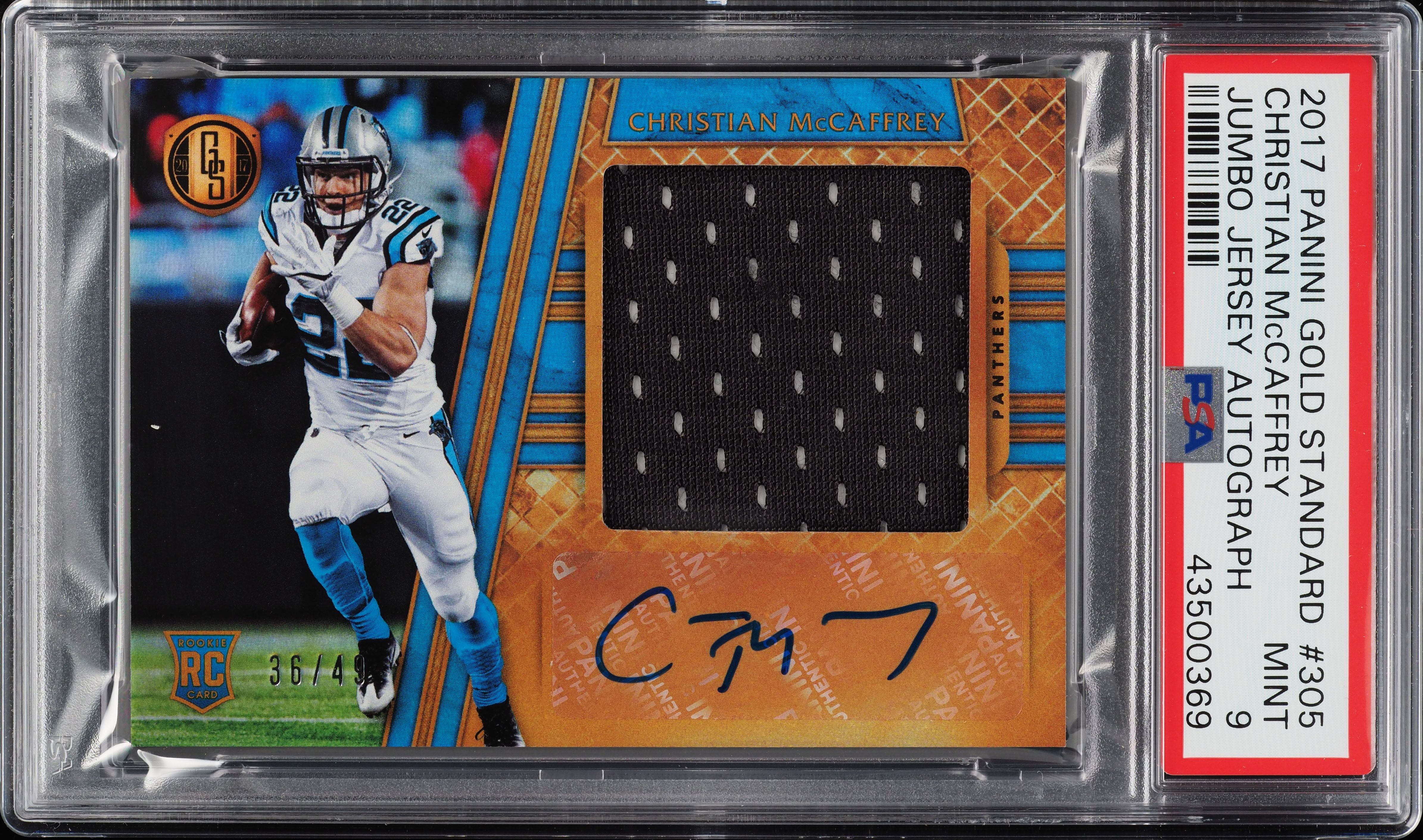 2017 Panini Gold Standard Christian McCaffrey ROOKIE PATCH AUTO