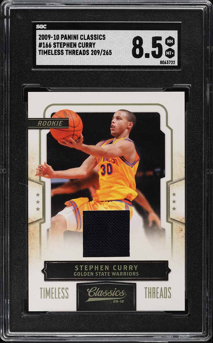 2009 Panini Classics Timeless Threads Stephen Curry ROOKIE PATCH /265 SGC 8.5