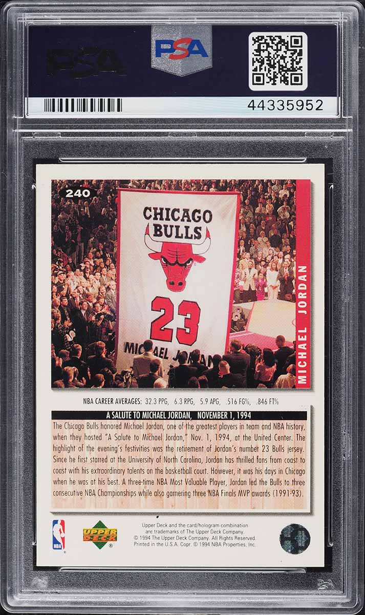 1994 Collector's Choice Gold Signature Michael Jordan #240 PSA 9 MINT