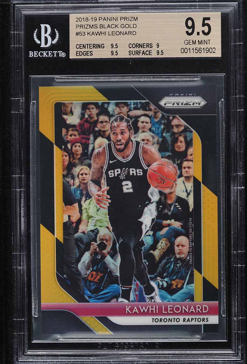 2018 Panini Prizm Black & Gold Kawhi Leonard JERSEY # 2/5 #53 BGS 9.5 GEM