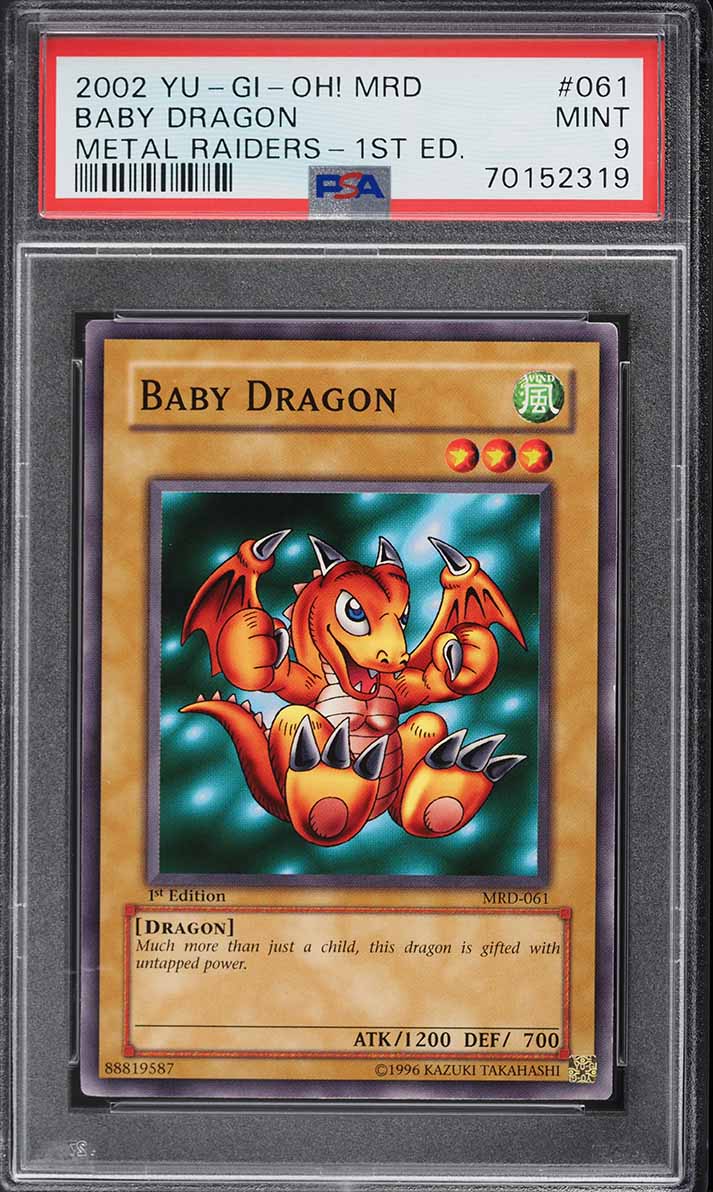 2002 Yu-Gi-Oh! Metal Raiders 1st Edition Baby Dragon #MRD-061 PSA