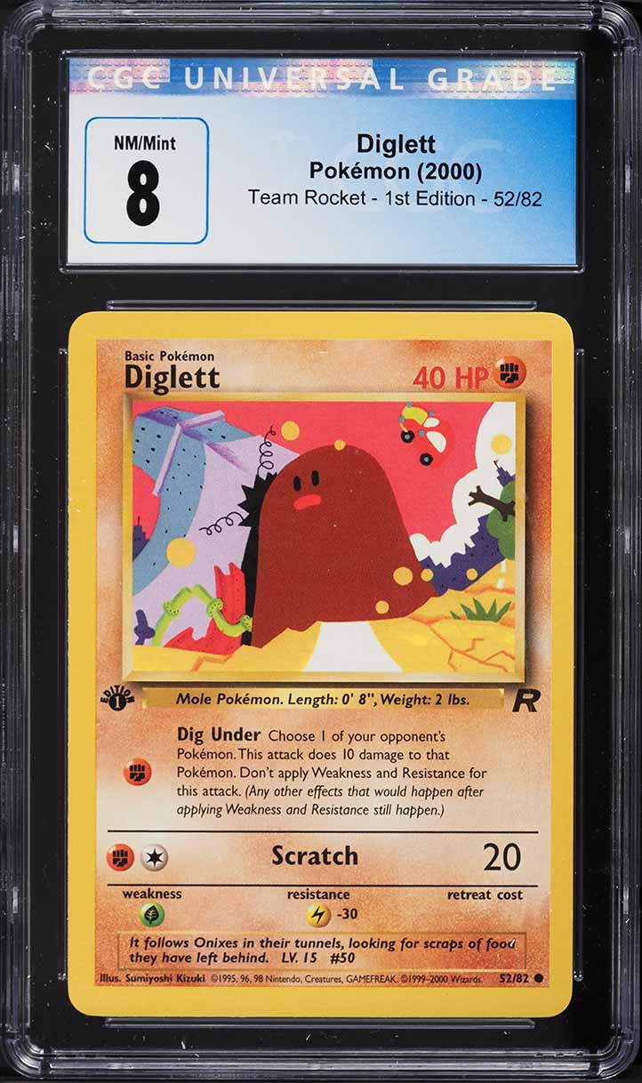 2000 Pokemon Team Rocket 1st Edition Diglett #52 CGC 8 NM-MT