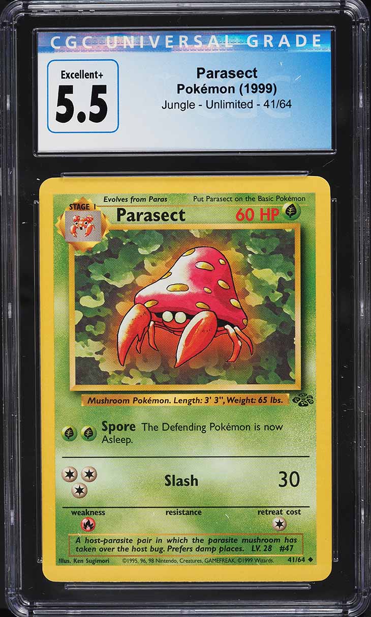 1995 parasect pokemon card value 1999 Pokemon Jungle 1st Edition Parasect #41 CGC 9.5 GEM MINT on Fanatics  Collect