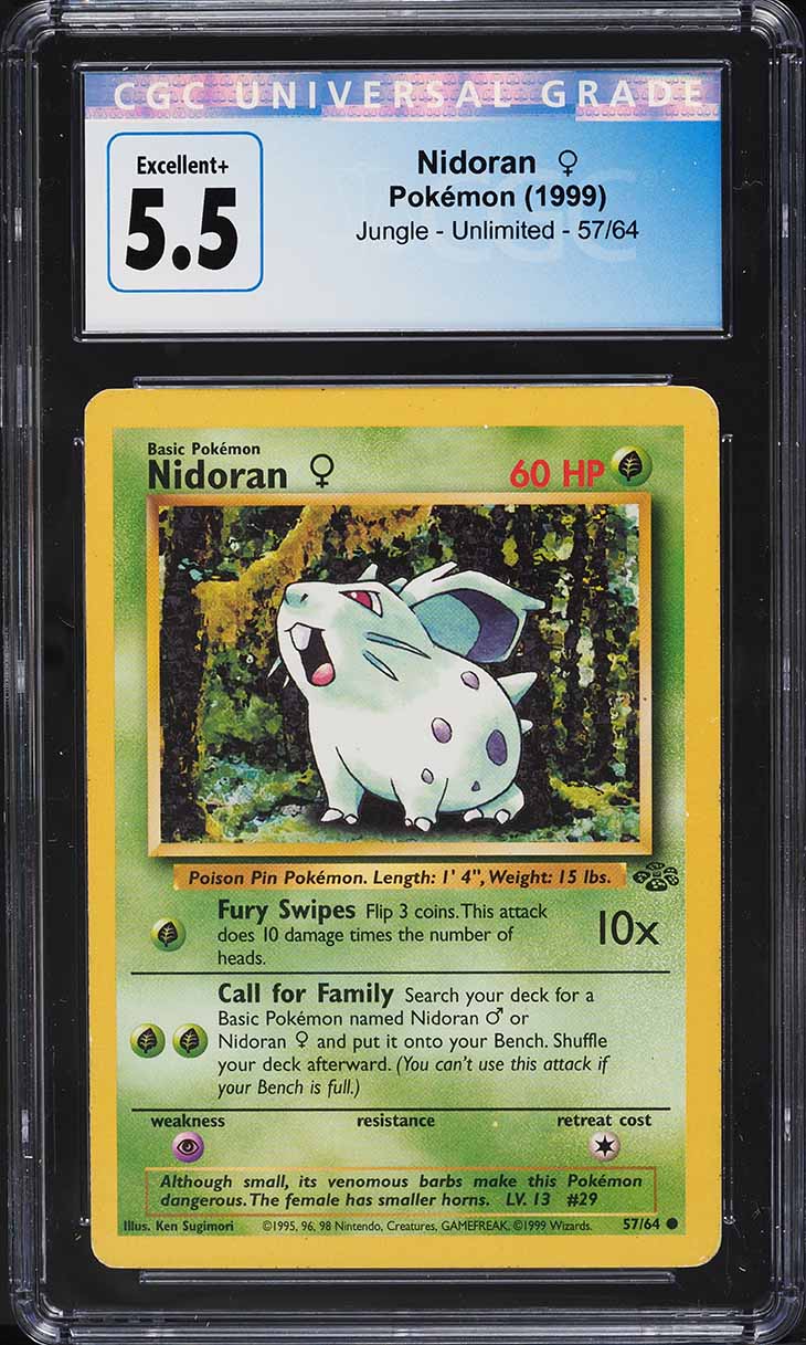 1999 Pokemon Jungle Nidoran #57 CGC 5.5 EX+