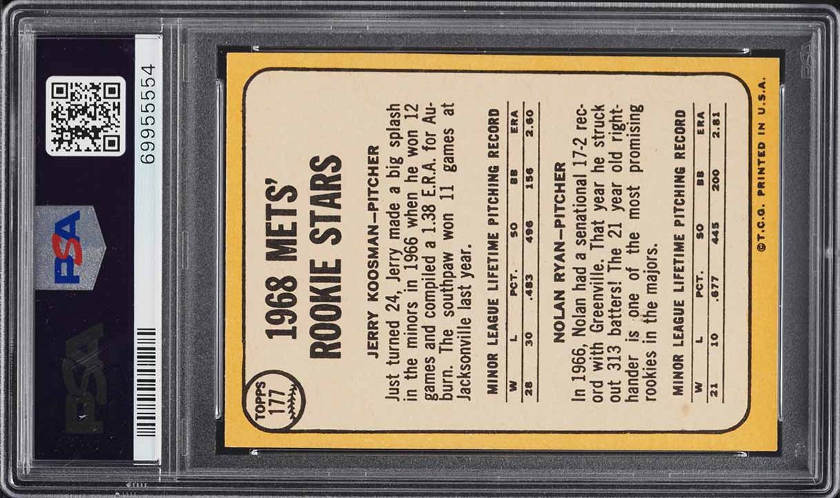 1968 Topps Nolan Ryan ROOKIE #177 PSA 7 NRMT
