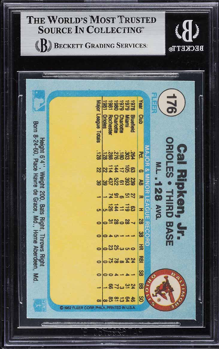 1982 Fleer Cal Ripken Jr. ROOKIE #176 BGS 7.5 NRMT+
