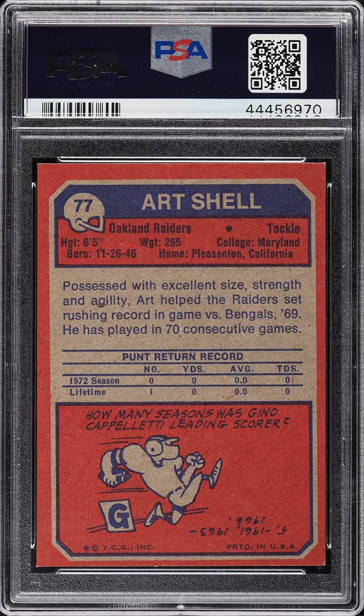 1973 Topps Football Art Shell ROOKIE #77 PSA 9 MINT