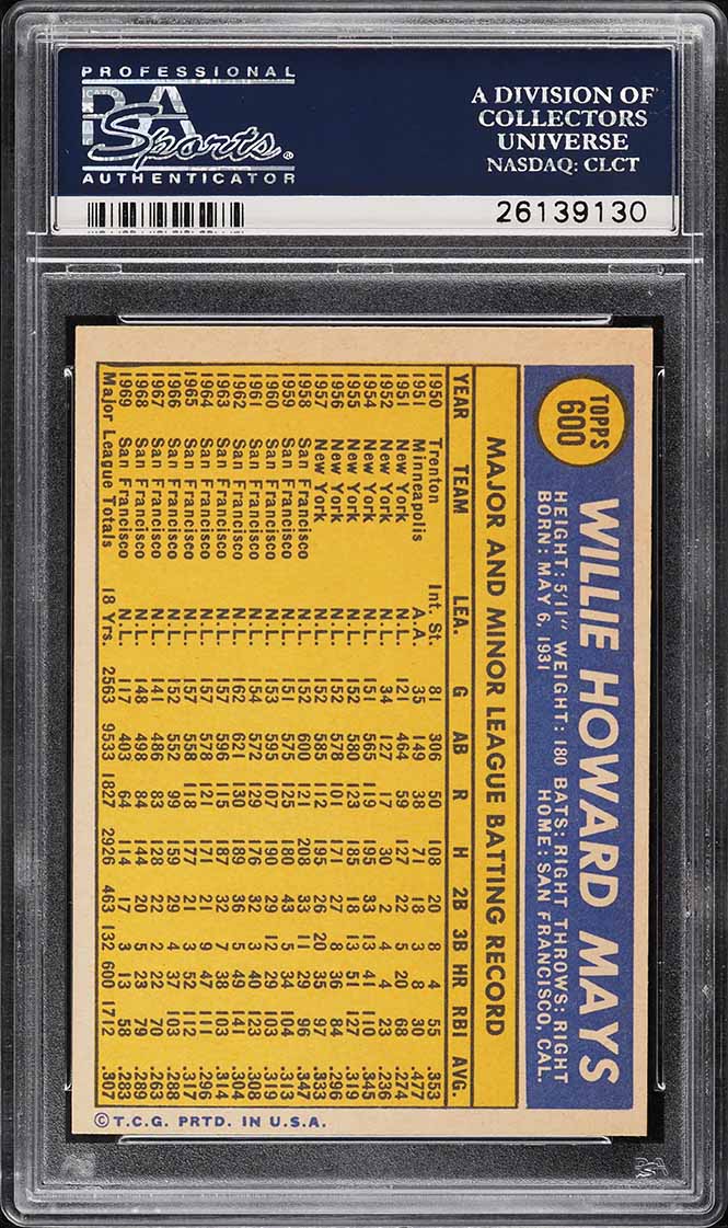 1970 Topps Willie Mays #600 PSA 8 NM-MT