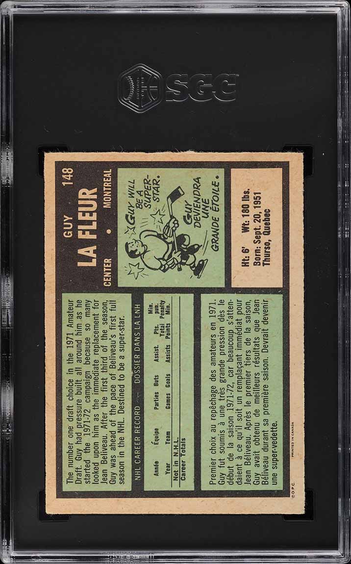 1971 O-Pee-Chee Hockey Guy LaFleur ROOKIE #148 SGC 4 VGEX