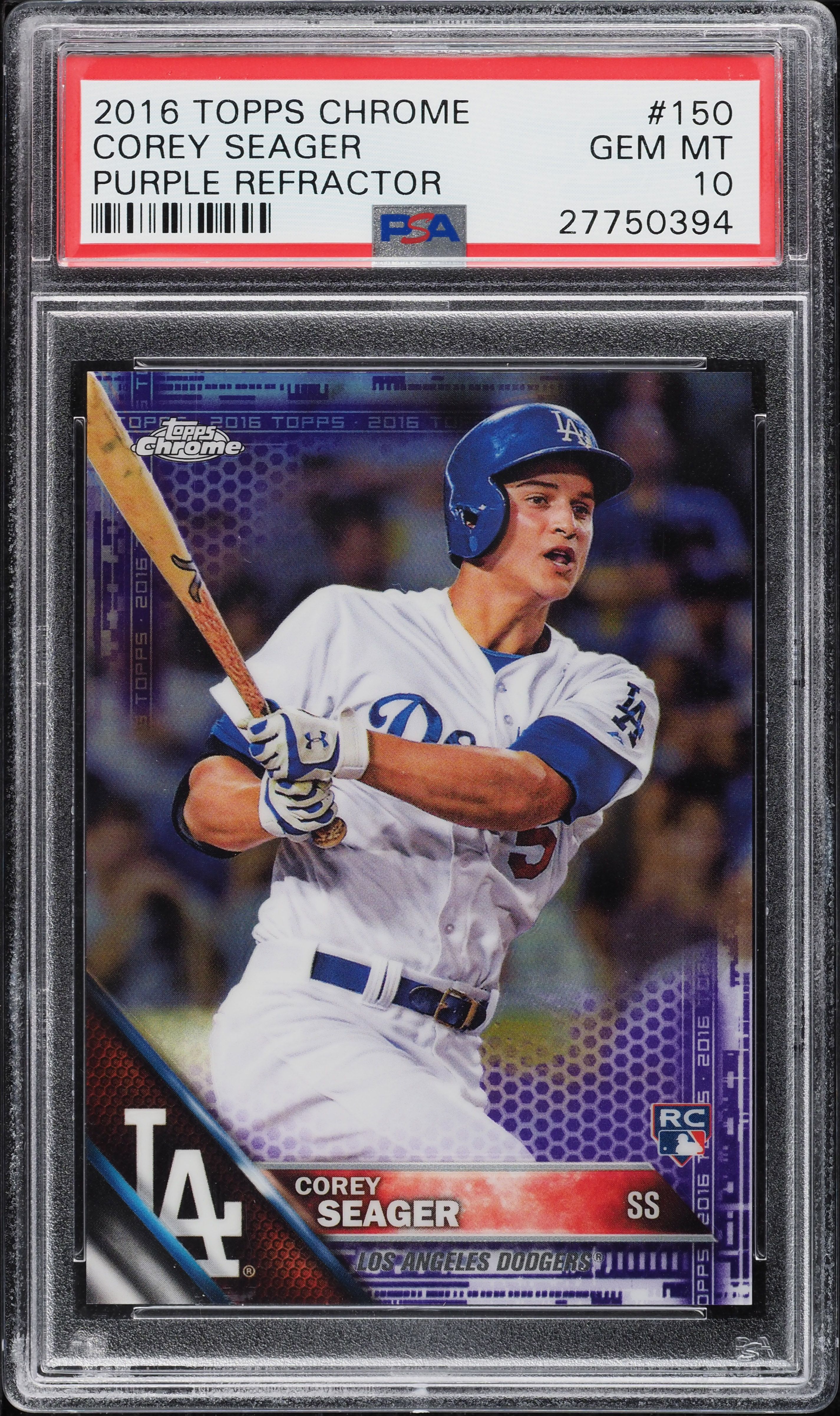 2016 Topps Chrome Purple Refractor Corey Seager ROOKIE /275 #150