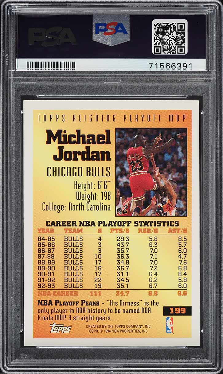 1993 Topps Basketball Michael Jordan #199 PSA 9 MINT on Fanatics