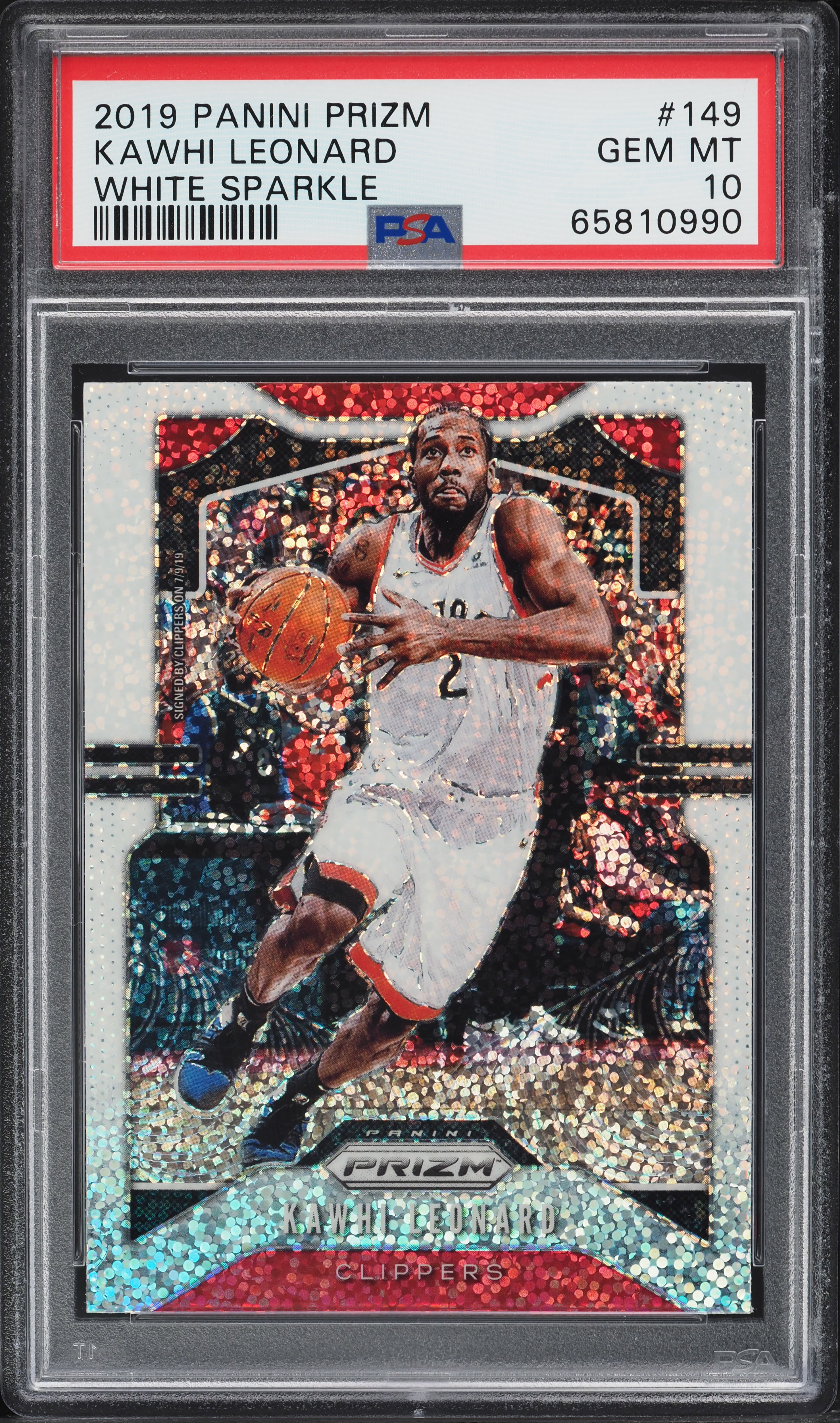 2019 Panini Prizm White Sparkle Kawhi Leonard #149 PSA 10 GEM MINT