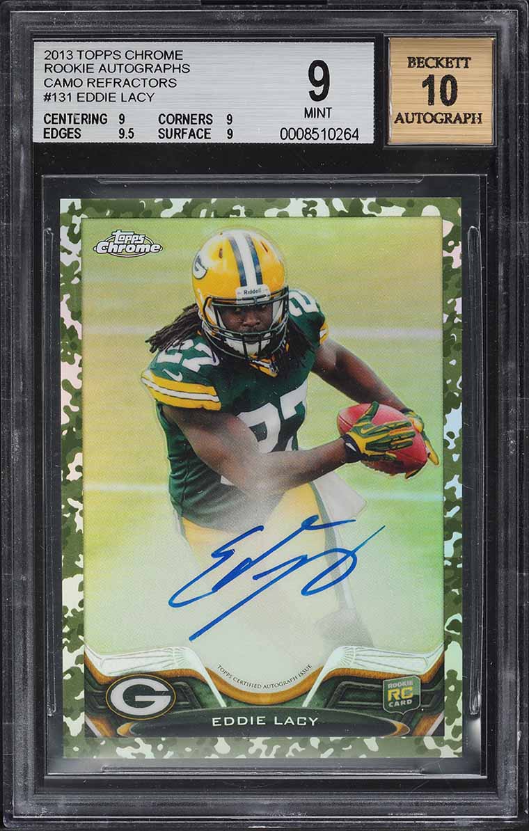 2013 Topps Chrome Camo Refractor Eddie Lacy ROOKIE AUTO /99 #131 BGS 9 MINT