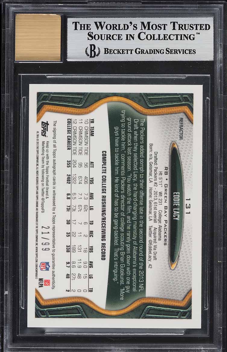 2013 Topps Chrome Camo Refractor Eddie Lacy ROOKIE AUTO /99 #131 BGS 9 MINT