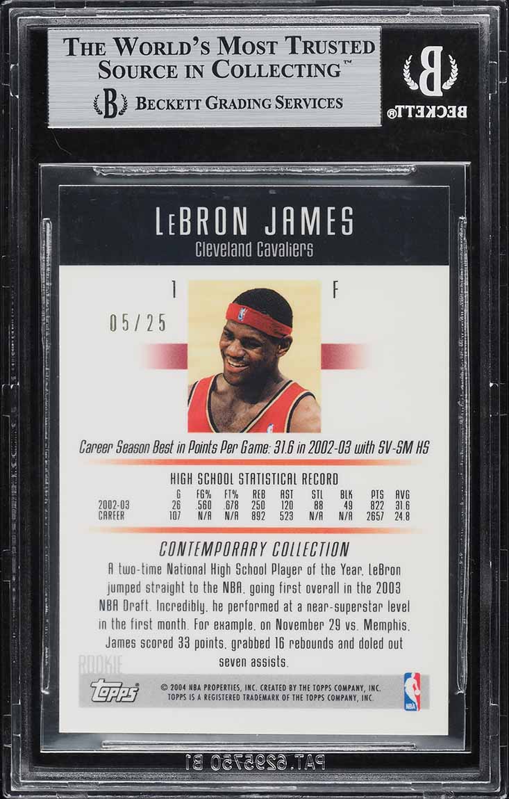 2003 Topps Contemporary Gold LeBron James ROOKIE /25 #1 BGS 9 MINT