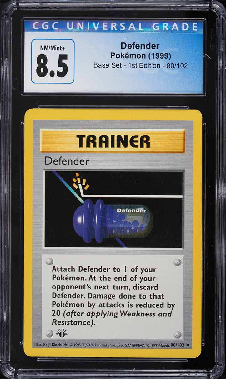1999 Pokemon Base Set Shadowless 1st Edition Defender #80 CGC 8.5 NM-MT+