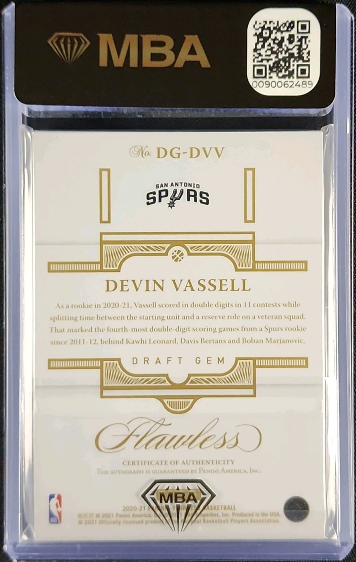 2020 Panini Flawless Draft Gem Signatures Devin Vassell ROOKIE AUTO /25 MBA AUTH