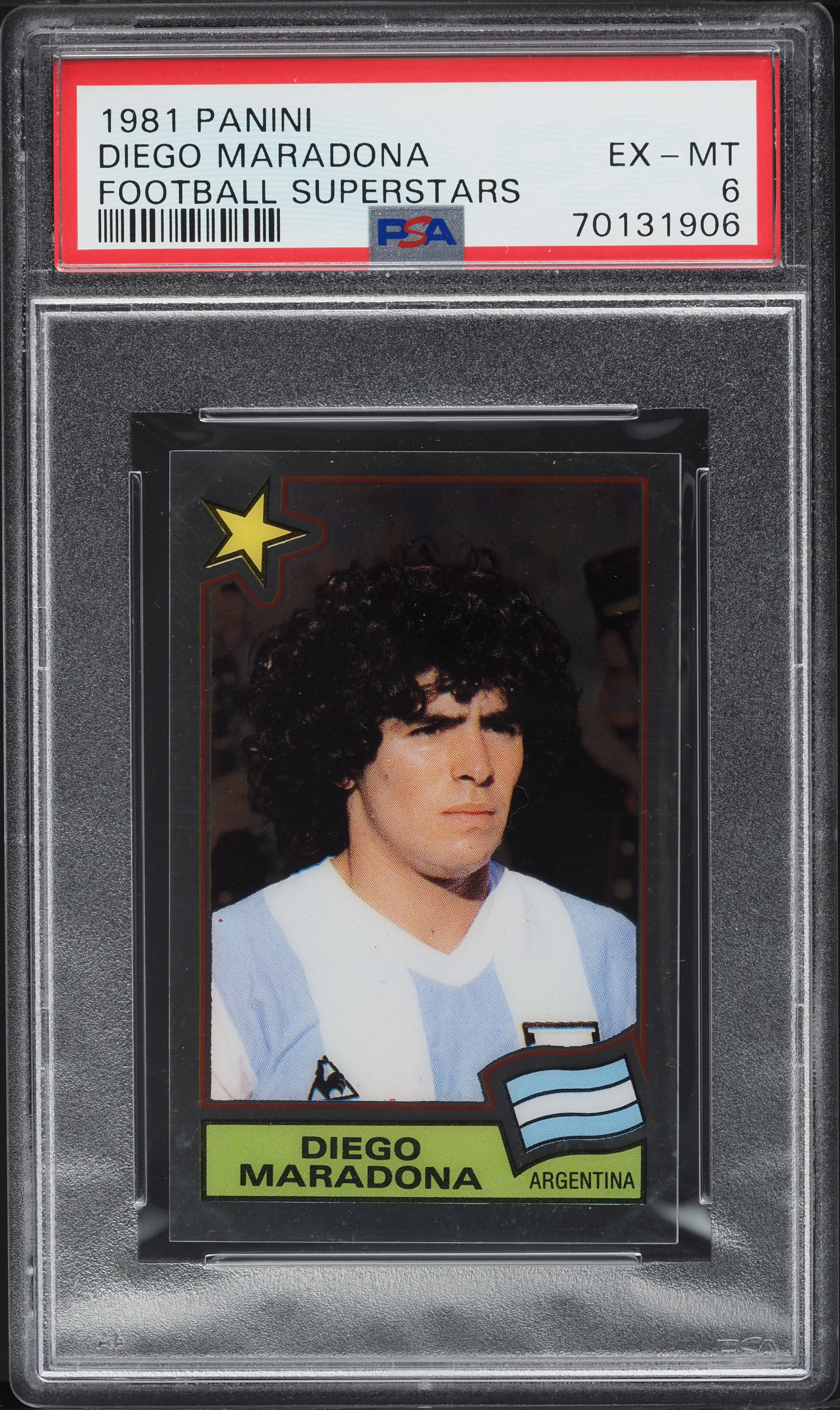 1981 Panini Soccer Superstars Diego Maradona PSA 6 EXMT on