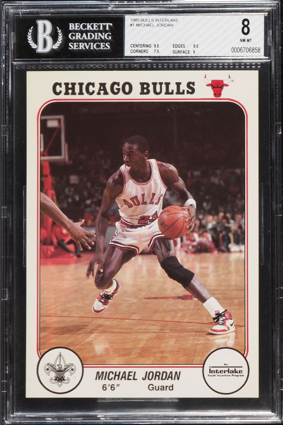 1985 Bulls Interlake Michael Jordan ROOKIE #1 BGS 8 NM-MT