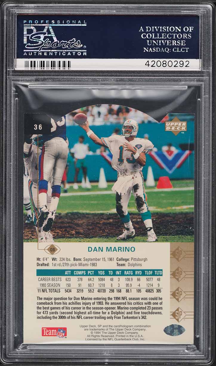 1994 SP Die-Cut Dan Marino #36 PSA 10 GEM MINT