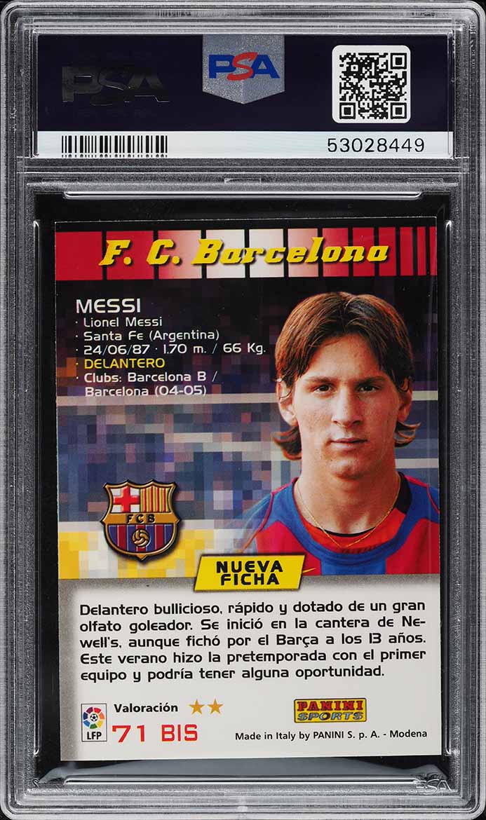 2004 Panini Sports Mega Cracks La Liga Lionel Messi ROOKIE #71BIS PSA 7 NRMT