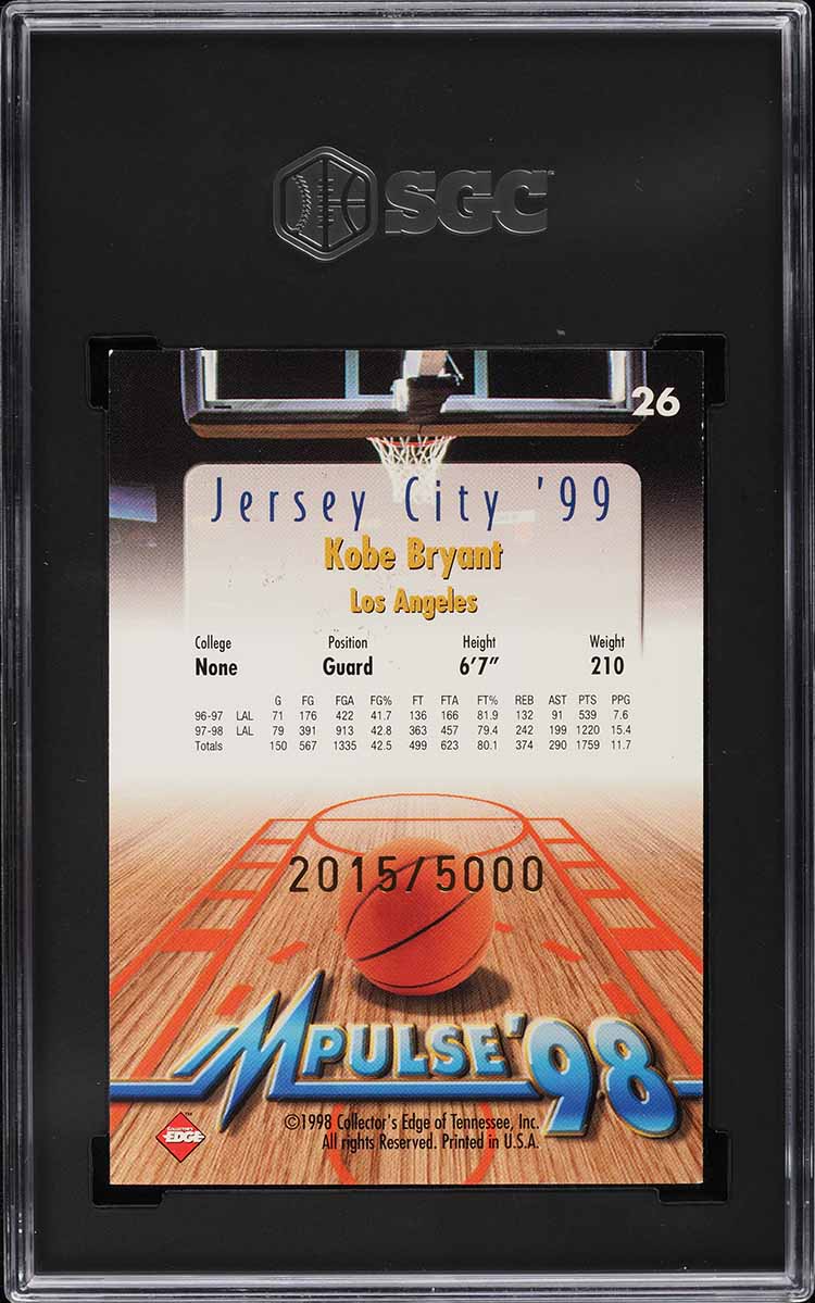 1998 Collector's Edge Impulse '98 Gold Kobe Bryant /5000 #26 SGC 5 EX
