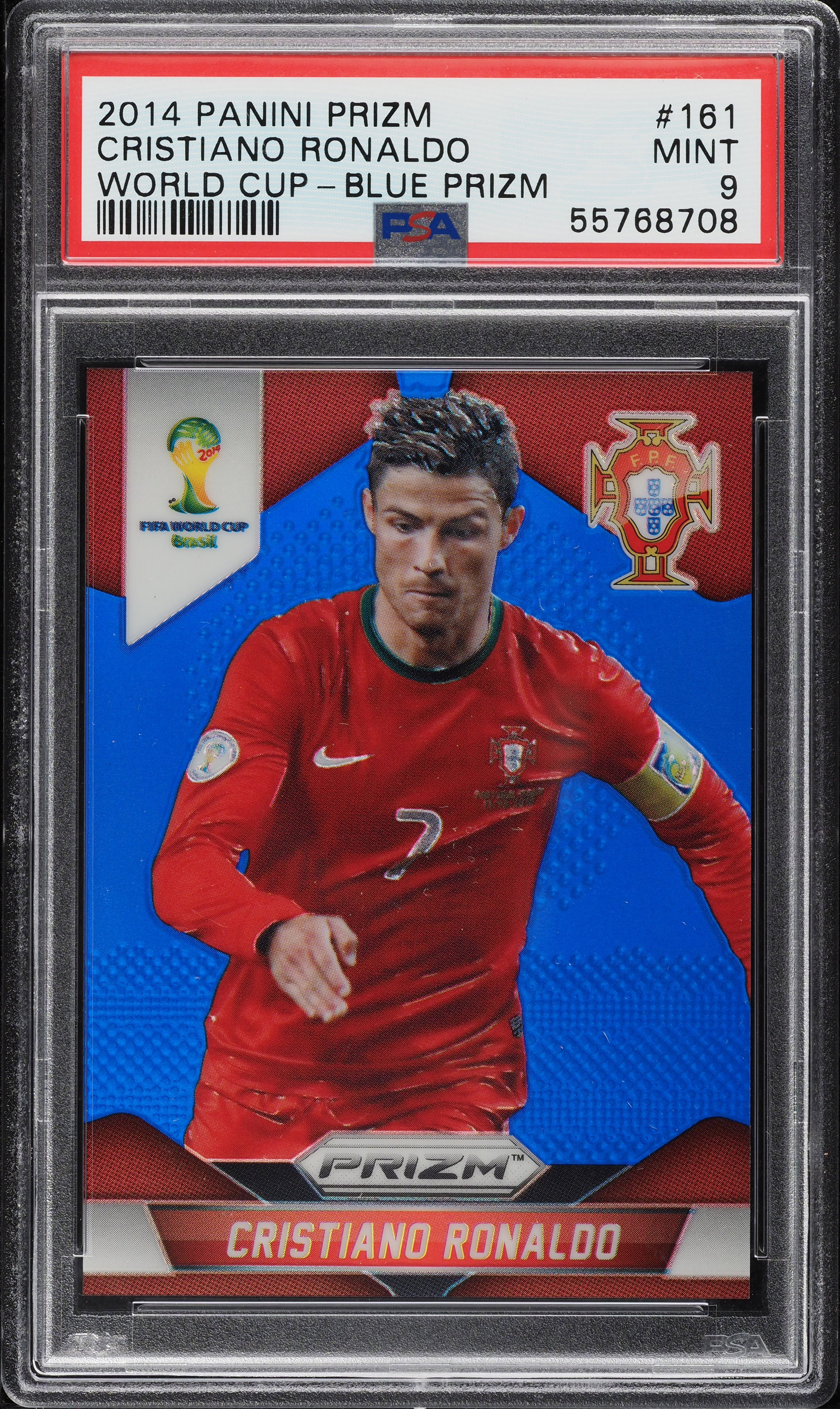 2014 Panini Prizm World Cup Blue Cristiano Ronaldo /199 #161 PSA 9 
