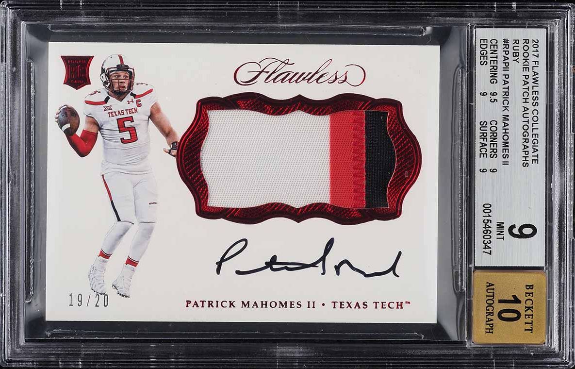 2017 Panini Flawless Ruby Patrick Mahomes II ROOKIE PATCH AUTO /20 BGS 9 MINT