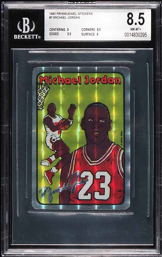 1985 Prism Jewel Stickers Michael Jordan ROOKIE #7 BGS 8.5 NM-MT+
