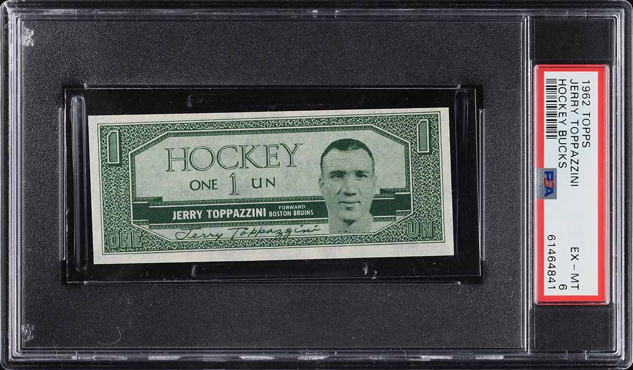1962 Topps Hockey Bucks  Jerry Toppazzini PSA 6 EXMT
