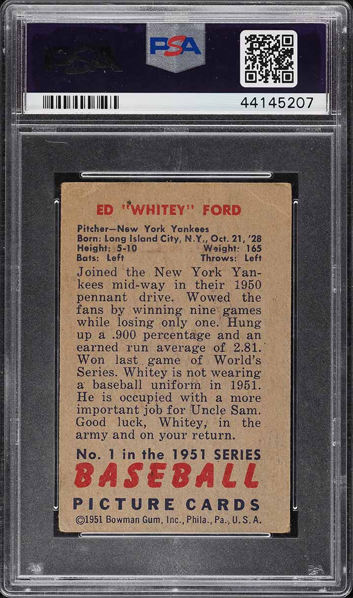 1951 Bowman Whitey Ford ROOKIE #1 PSA 1.5 PR