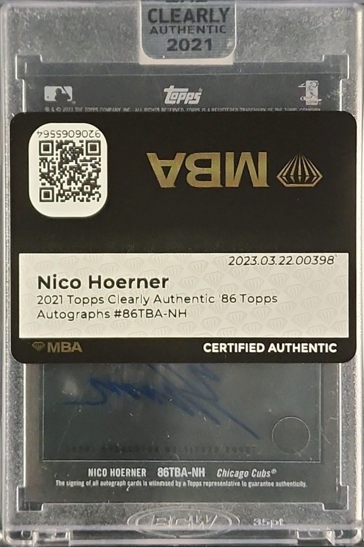 2021 Topps Clearly Authentic '86 Nico Hoerner AUTO #86TBA-NH MBA AUTH