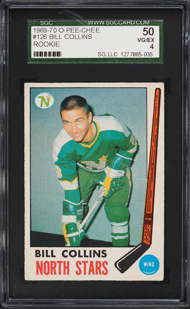 1969 O-Pee-Chee Hockey Bill Collins ROOKIE #126 SGC 4 VGEX