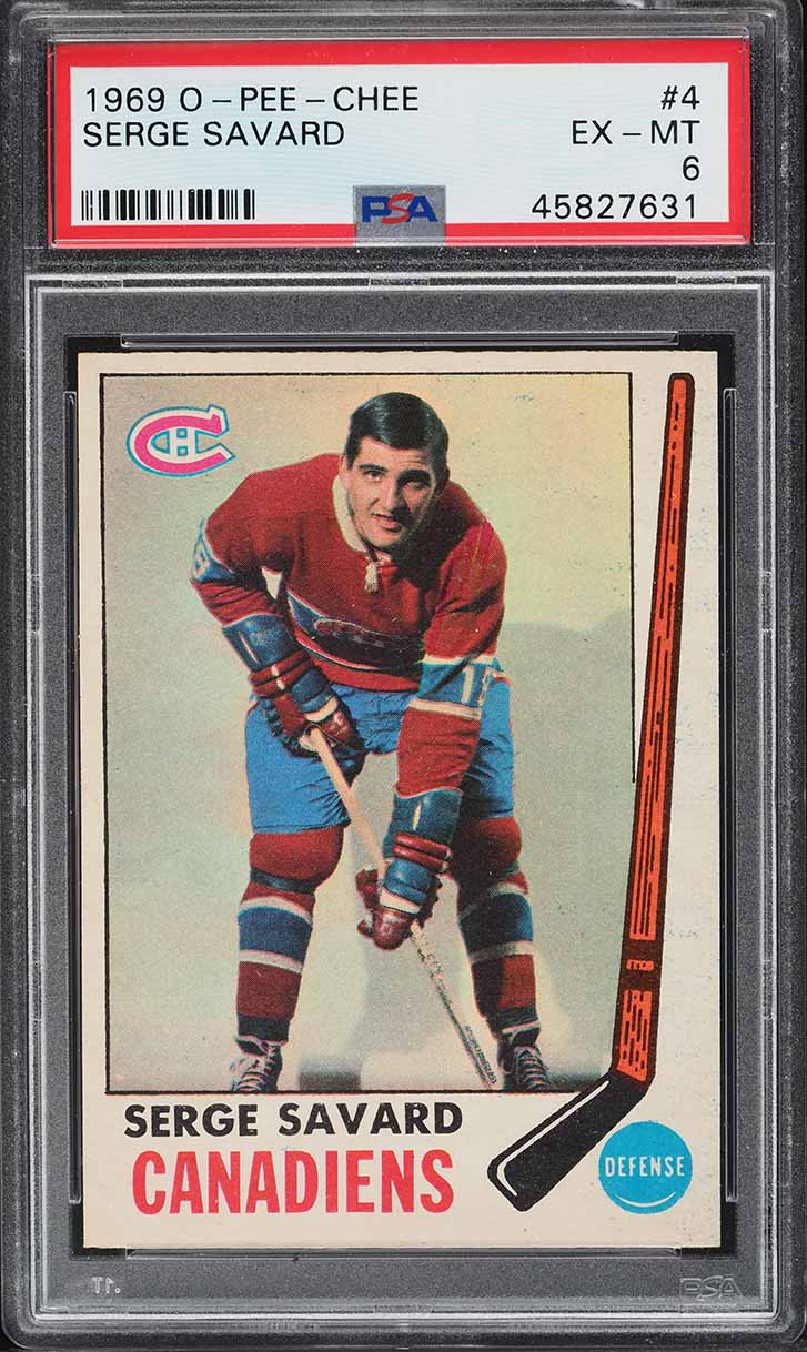 1969 O-Pee-Chee Hockey Serge Savard ROOKIE #4 PSA 6 EXMT