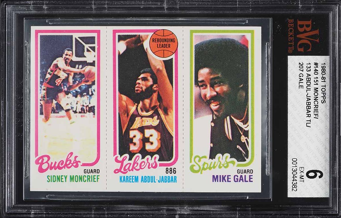 1980 Topps Basketball Sidney Moncrief Kareem Abdul-Jabbar Mike Gale BVG 6 EXMT