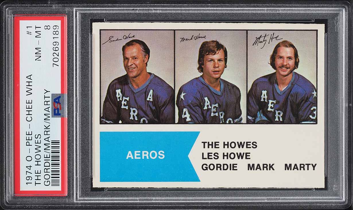 1974 O-Pee-Chee WHA Hockey Mark Marty Gordie Howe THE HOWES #1 PSA 8 NM-MT