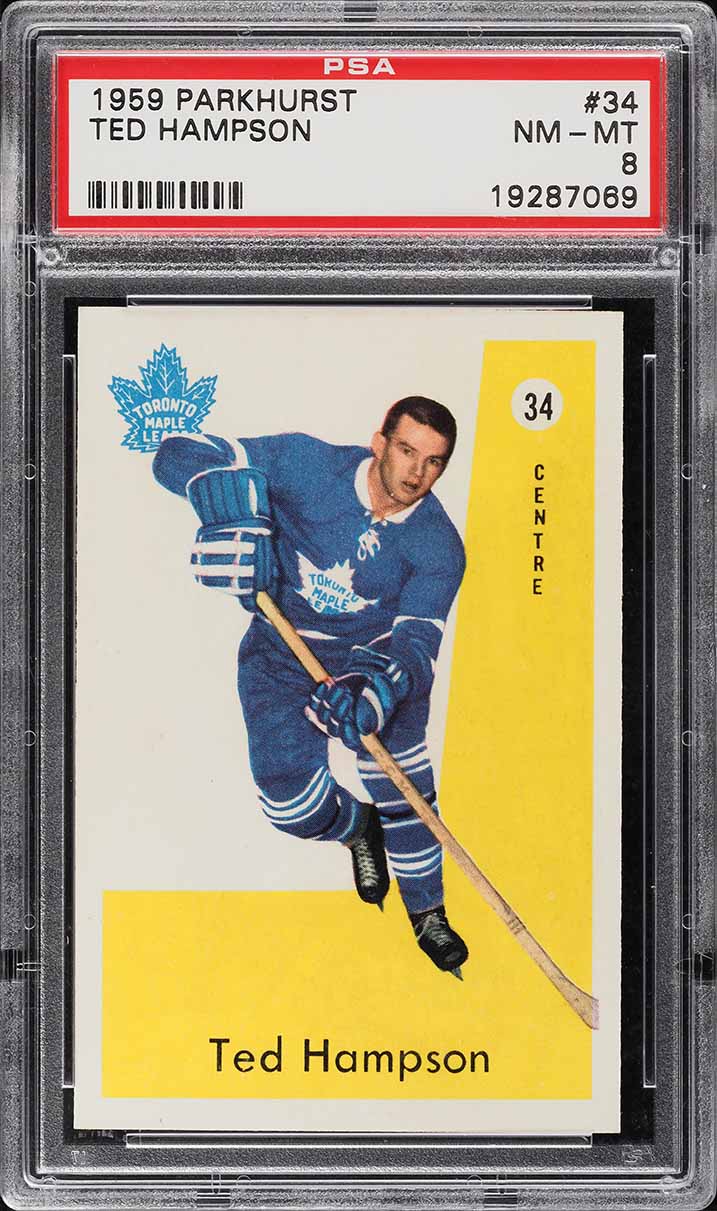 1959 Parkhurst Ted Hampson ROOKIE #34 PSA 8 NM-MT